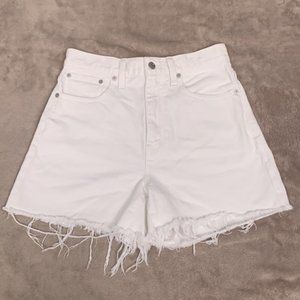 Distressed Shorts High Waisted White Denim Mom Jeans Size 26 Cut Offs Madewell